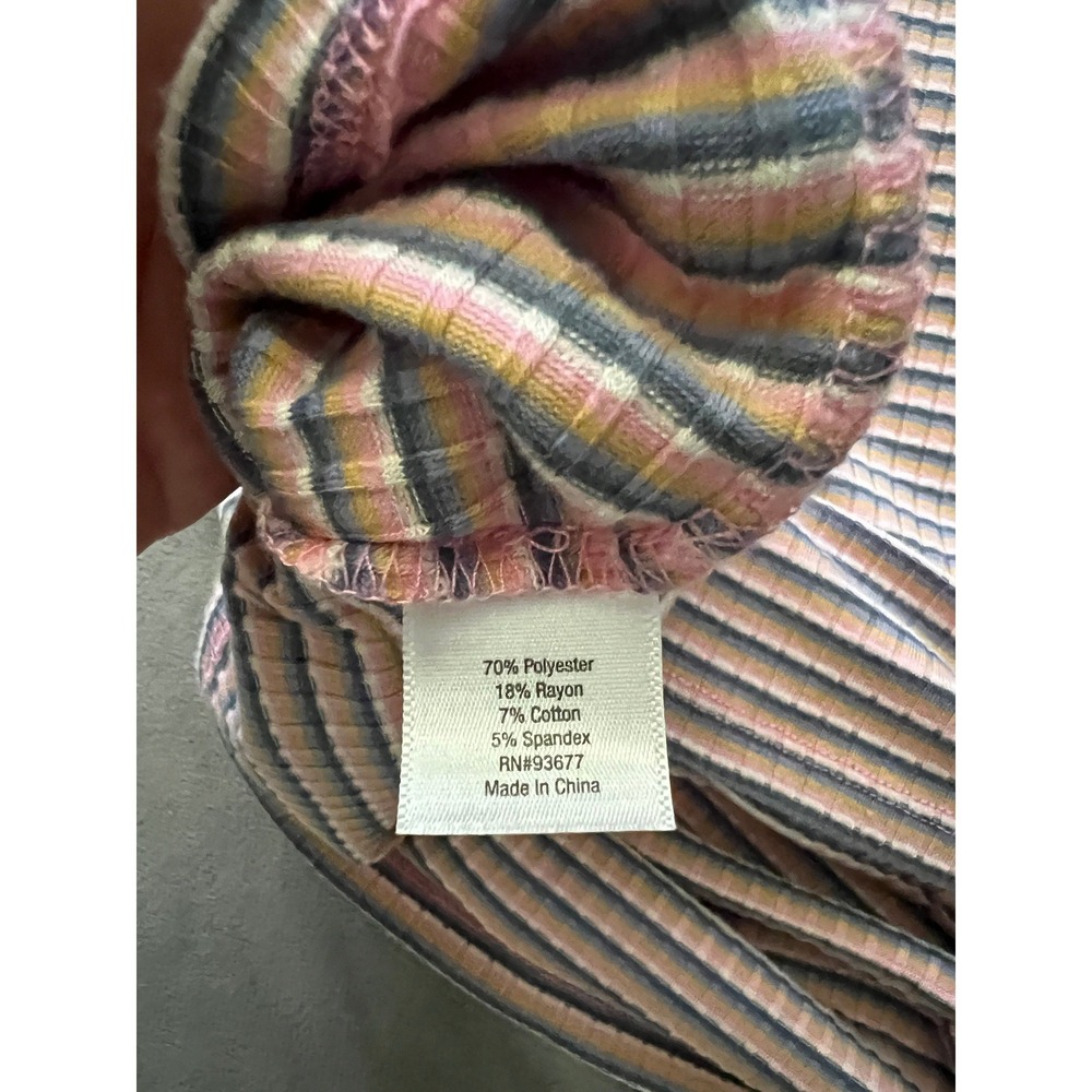 Arizona Jean Co Striped Ribbed Knit Bodycon Mini Dress Pink Blue Tan Small - Picture 7 of 7